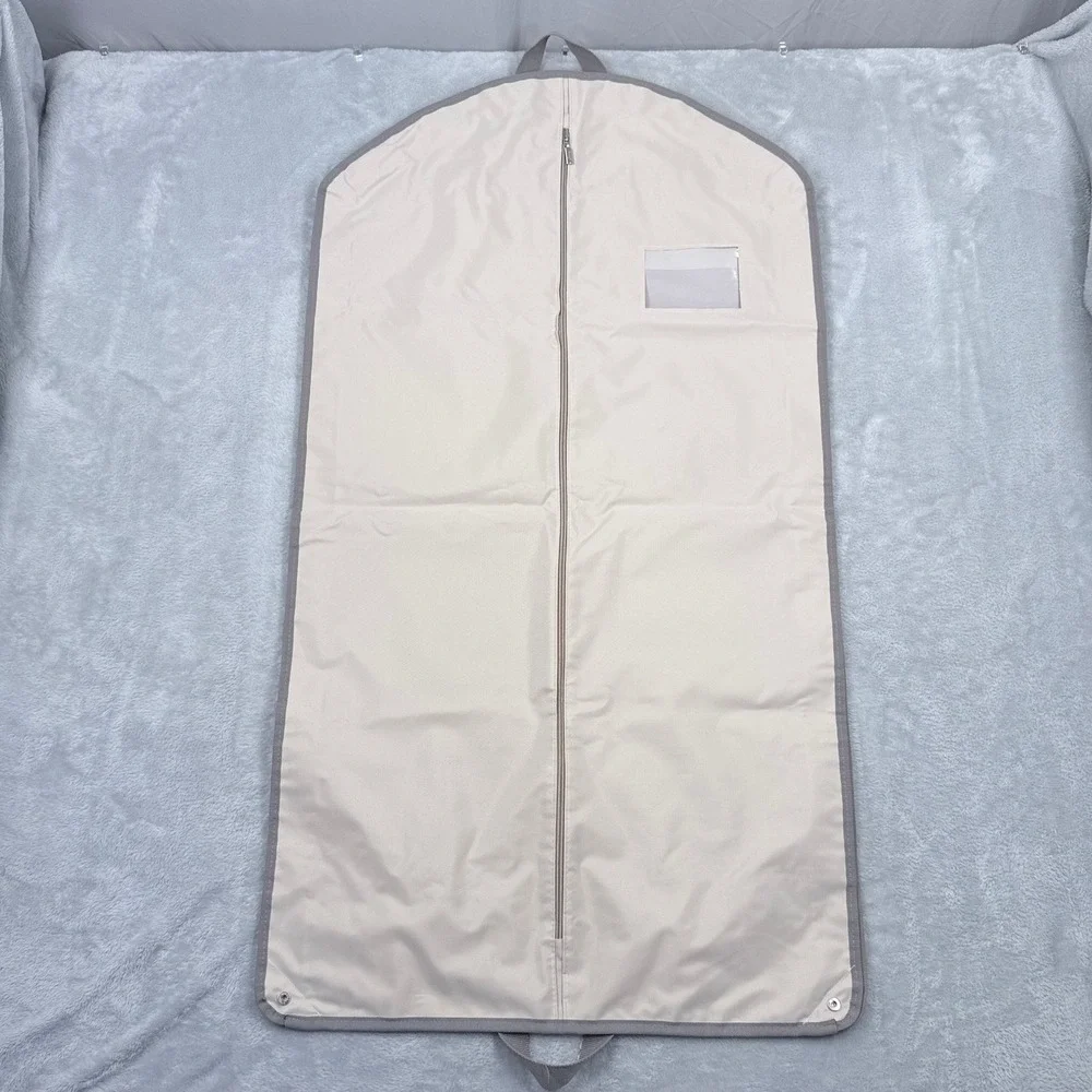 Brioni Garment Bag Cream Grey Logo Hanging Folding Suit Carrier Travel Cover 075
